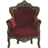 Casa Padrino Barock Sessel "King" Bordeaux/Braun