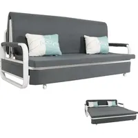 Mendler Schlafsofa HWC-M83, Schlafcouch Couch Sofa, Schlaffunktion Bettkasten Liegefläche, 190x185cm ~ Stoff/Textil dunkelgrau