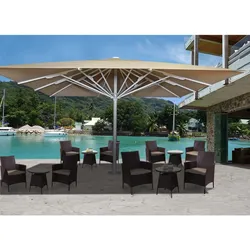 Gastronomie-Luxus-Sonnenschirm MCW-D20b, XXL-Schirm Marktschirm, 5x5m (Ø7,2m) Polyester/Alu 75kg ~ beige
