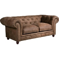 Max Winzer Max Winzer® Chesterfield-Sofa »Old England«, 2-Sitzer Ledersofa mit Knopfheftung & Ziernägeln, Breite 192 cm braun