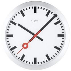 NEXTIME Wanduhr 3998 (im ikonischen Bahnhofsuhr Design) weiß