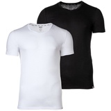 Diesel Herren T-Shirt 2er Pack - UMTEE-MICHAEL-TUBE, V-Ausschnitt, kurzarm, einfarbig Schwarz/Weiß XL