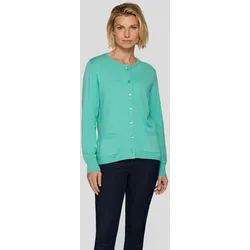 Strickjacke RABE "Rabe Strickjacke mit Rundhalsausschnitt - Klassisch und zeitlos", Damen, Gr. 50, grün, 52%Viskose 28%Polyester 20%Polyamid, unifarben, feminin, figurbetont, Langarm, Strickjacken