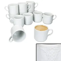 Seltmann 12x Salzburg Kaffeebecher 230ml weiß Porzellan-Tassen 12 Personen stapelbar