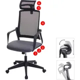 MCW Bürostuhl MCW-J52, Drehstuhl Schreibtischstuhl, ergonomisch Kopfstütze, Kunstleder ~ grau