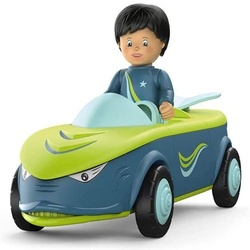 SIKU 0105 – Toddys, Dave Divey, Spielzeugauto mit Rückziehmotor/Licht/Sound und Spielfigur, blau/grün