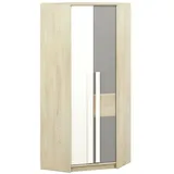 Feldmann-Wohnen Eckschrank Drop (2 Türen, innen 4 Böden & 2 Kleiderstangen, 1-St., Holzgriffe in weiß) 82x82x199cm Fjord Buche / weiß / grau braun