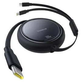 Baseus Mirror, 2-in-1 einziehbares Kabel, USB-C - 2x USB-C, 100W PD, 1m, Schwarz
