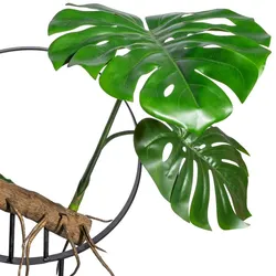 CREATIV green Dekoobjekt mit künstlicher Pflanze Splitphilodendron auf Metallständer