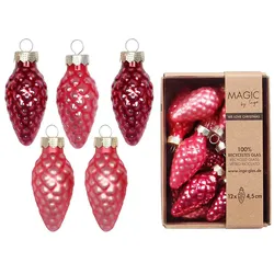 12 Christbaumschmuck Zapfen 4,5cm Glas Christbaumkugeln matt & glänzend kleine Weihnachtskugeln Weihnachten Weihnachtsbaumschmuck Deko Beere Rosa Mix