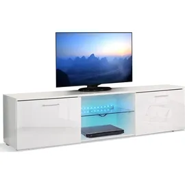 Mondeer Lowboard TV-Schrank LED-TV-Ständer mit 16-Farben-LED-RGB-Leuchten Weiß - Weiß