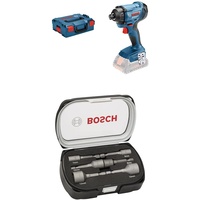 Bosch Professional Akku Drehschlagschrauber GDR 18V-160 (Schrauben M6 - M14, 1/4"-Innensechskant, ohne Akkus und Ladegerät, in L-BOXX) + 6tlg. Steckschlüssel-Set für Sechskantschrauben