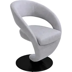 Drehstuhl K+W KOMFORT & WOHNEN "Wave", grau (hellgrau, drehteller in metall schwarz struktur), B:62cm H:86cm T:61cm, 785: Microfaser, 100% Polyester, Stühle, Barhocker Drehstuhl Esszimmerstuhl, Design-Drehstuhl, schwarzer Drehteller
