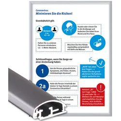 Klapprahmen DIN A1 Gehrung 25 mm mit Poster Hygienehinweis Plakatrahmen