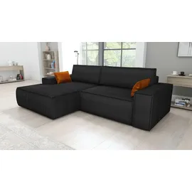 mebloland Ecksofa TOR mit Schlaffunktion. Farbe: Black. - Schwarz