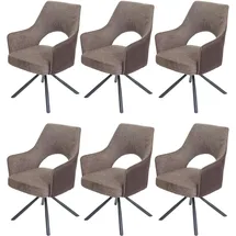 Mendler 6er-Set Esszimmerstuhl HWC-K30, Küchenstuhl Lehnstuhl, drehbar Auto-Position, Stoff/Textil MVG ~ braun-dunkelbraun