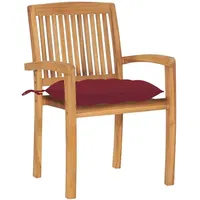 VidaXL Gartenstühle 2 Stk. mit Weinroten Kissen Massivholz Teak