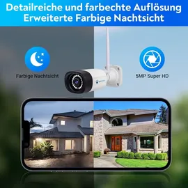 LuVision Dual WLAN Funk Video Überwachungssystem 10 Kanal Mini NVR 5MP Überwachungskamera Set Mikrofon Cloud 8 Kameras