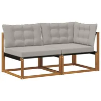 vidaXL Outdoor Mittel- und Ecksofa 2 Stück grau