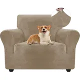 Samtsofabezug, Sesselbezug (einzeln), Stretch-sesselbezug, Universal-sofabezug Mit Armlehnen, Sofaschutz Für Katzen Und Hunde, Kamel