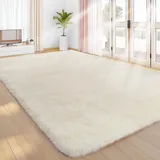 Sour Lemon Hochflor Teppich Creme Teppich Wohnzimmer 160x230 Waschbar Anti-Rutsch Extra Große Teppich Schlafzimmer Flauschige Moderne Teppiche Matte Teppichen für Schlafzimmer Kinderzimmer