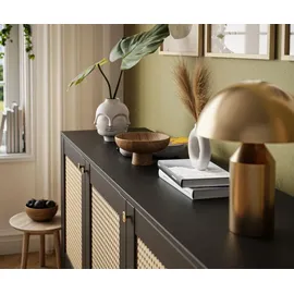 lookway Dreiteilige Kommode VIENNA 3D mit Wiener Flechtwerk, schräge Füße - Schwarz