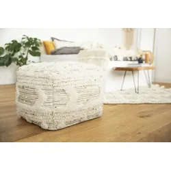 Kayoom Pouf Coralia 400 Creme / Khaki 50cm x 50cm