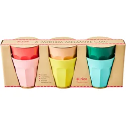 RICE Melamin Becher 6er Set Dance Out, Medium, diverse Farben