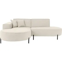 WFL GROUP Ecksofa Hana Loft 3-Sitzer Links Boucle Creme 241/80/168 cm,