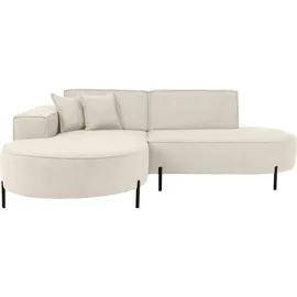 WFL GROUP Ecksofa Hana Loft 3-Sitzer Links Boucle Creme 241/80/168 cm,