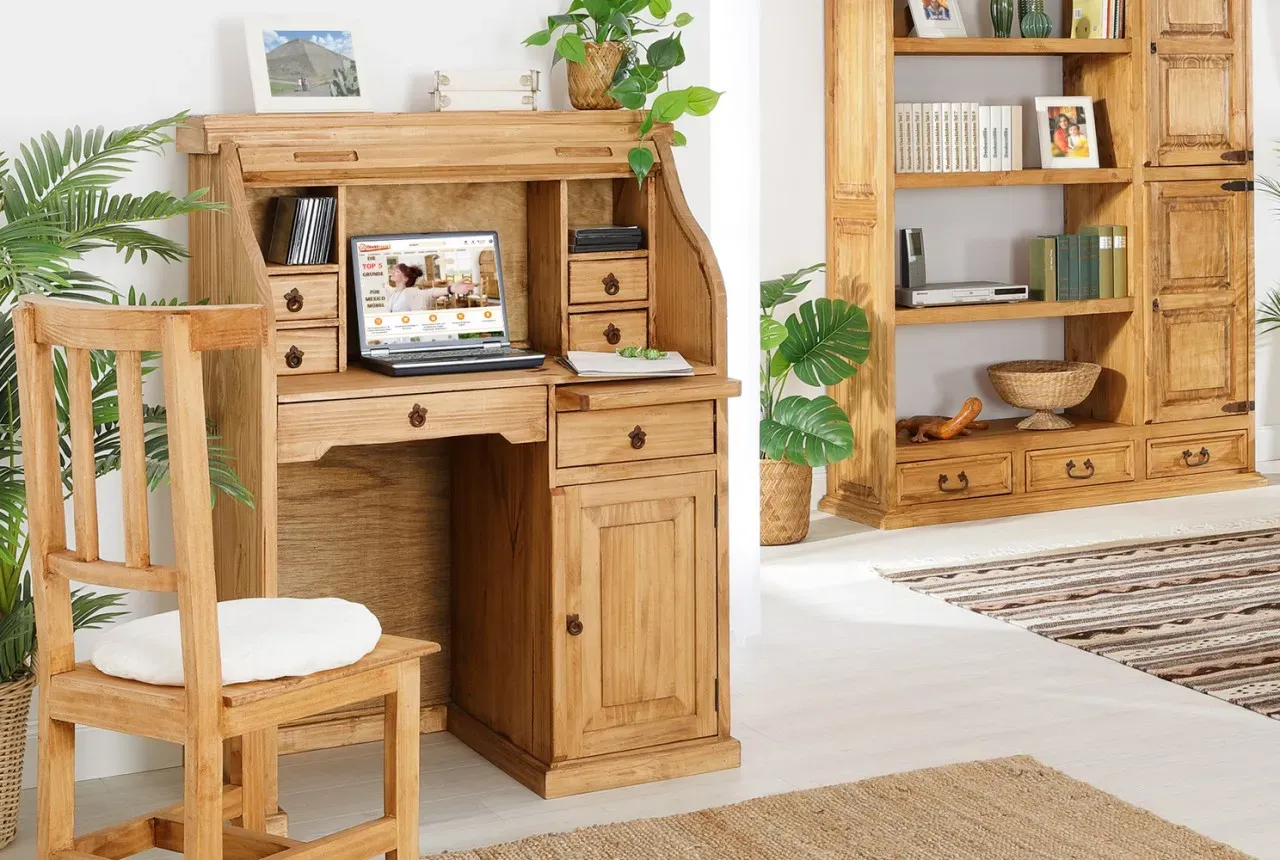 Sekretär Schreibtisch Homeoffice MEXICO - Pinie Massivholz - Landhausstil Möbel