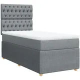 vidaXL Boxspringbett mit Matratze Hellgrau 100x200 cm Stoff