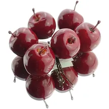Gasper Weihnachtsdeko Apfel Rot glänzend mit Stecker Ø 3,5 cm aus Kunststoff- 6 er Set