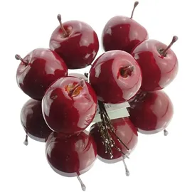 Gasper Weihnachtsdeko Apfel Rot glänzend mit Stecker Ø 3,5 cm aus Kunststoff- 6 er Set