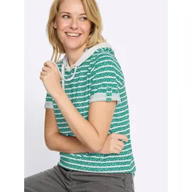 Classic Basics Kapuzenshirt Sweatshirt Bedruckt Smaragd/Ecru 50