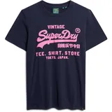 Superdry Herren T-Shirt Neon Vintage Logo Tee, Baumwolle, Rundhals, Logo, einfarbig, Dunkelblau, L