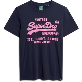 Superdry Herren T-Shirt Neon Vintage Logo Tee, Baumwolle, Rundhals, Logo, einfarbig, Dunkelblau, L