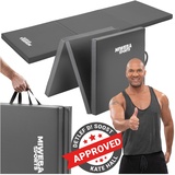 MIWEBA Sports Gymnastikmatte GM100, faltbar, rutschfest, Turnmatte für zuhause, Tragegriffe, PVC (Grau)