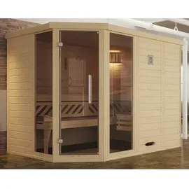 Weka Massivholzelementsauna Kemi Eck 2 Glastür/Fenster