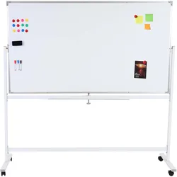 Whiteboard HWC-C85, Magnettafel Memoboard Pinnwand, mobil rollbar inkl. Zubeh√∂r ~ 180x100cm