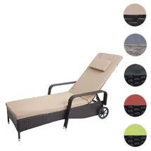 Mendler Carrara Sonnenliege 197 x 71 x 108 cm braun/beige inkl. Rollen
