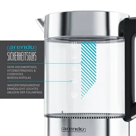 Arendo Wasserkocher 1,5 l Schwarz