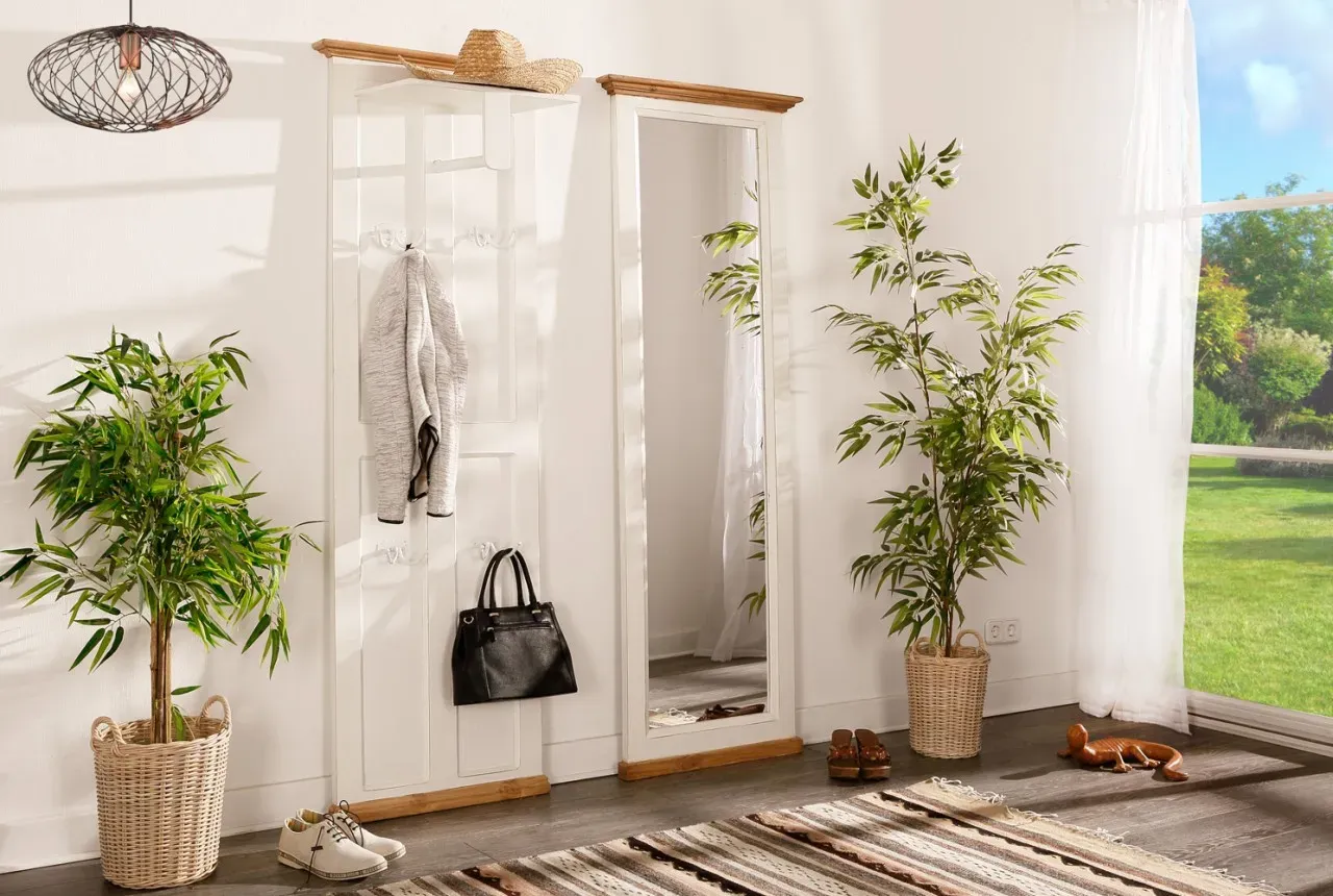 Garderobe, weiß, Shabby Chic Landhausstil, Massivholz