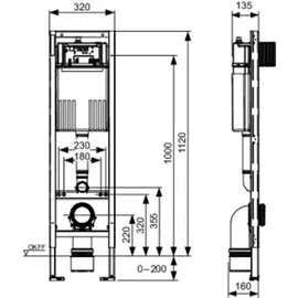 TECE TECEprofil WC-Modul mit Compact 320-Spülkasten, Bauhöhe 1120 mm