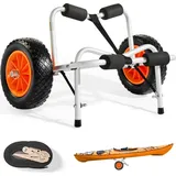 Vevor Kajakwagen, 113 kg, faltbarer Kanuwagen mit 25,4 cm Vollgummireifen & 1 Ratschengurt, Bootswagen zum Transportieren von Kajaks, Kanus, Paddle...