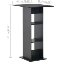 vidaXL Bartisch 60 x 60 x 110 cm Schwarz