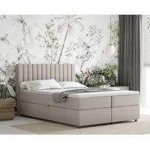 panda möbel Boxspringbett 140 x 200 cm Dunkelbeige