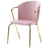 JVmoebel Stuhl Rosa gepolsterter Sessel mit goldenen Edelstahl-Details (1 St), Made in Europa rosa