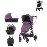 Chipolino Kinderwagen Elite 3 in 1, Autositz, klappbar, Tragetasche, Sportsitz lila