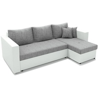 Vicco Ecksofa mit Schlaffunktion Sofa Couch Schlafsofa Bettfunktion Taschenfederkern Weiß/Grau